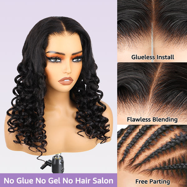OQHAIR Wand Curl Wear Go Glueless Wig 7x5 HD Lace Pre Cut Lace 100% Glueless Wig Preplucked with Natural Hairline